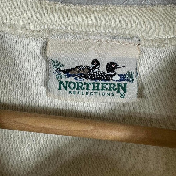 Vintage 90s Northern Reflections cream Embroidered Floral Garden tee shirt Large - Picture 4 of 7